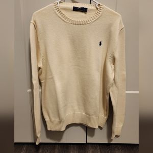 Used Polo Ralph Lauren Cotton Crewneck Sweater, Large, Cream